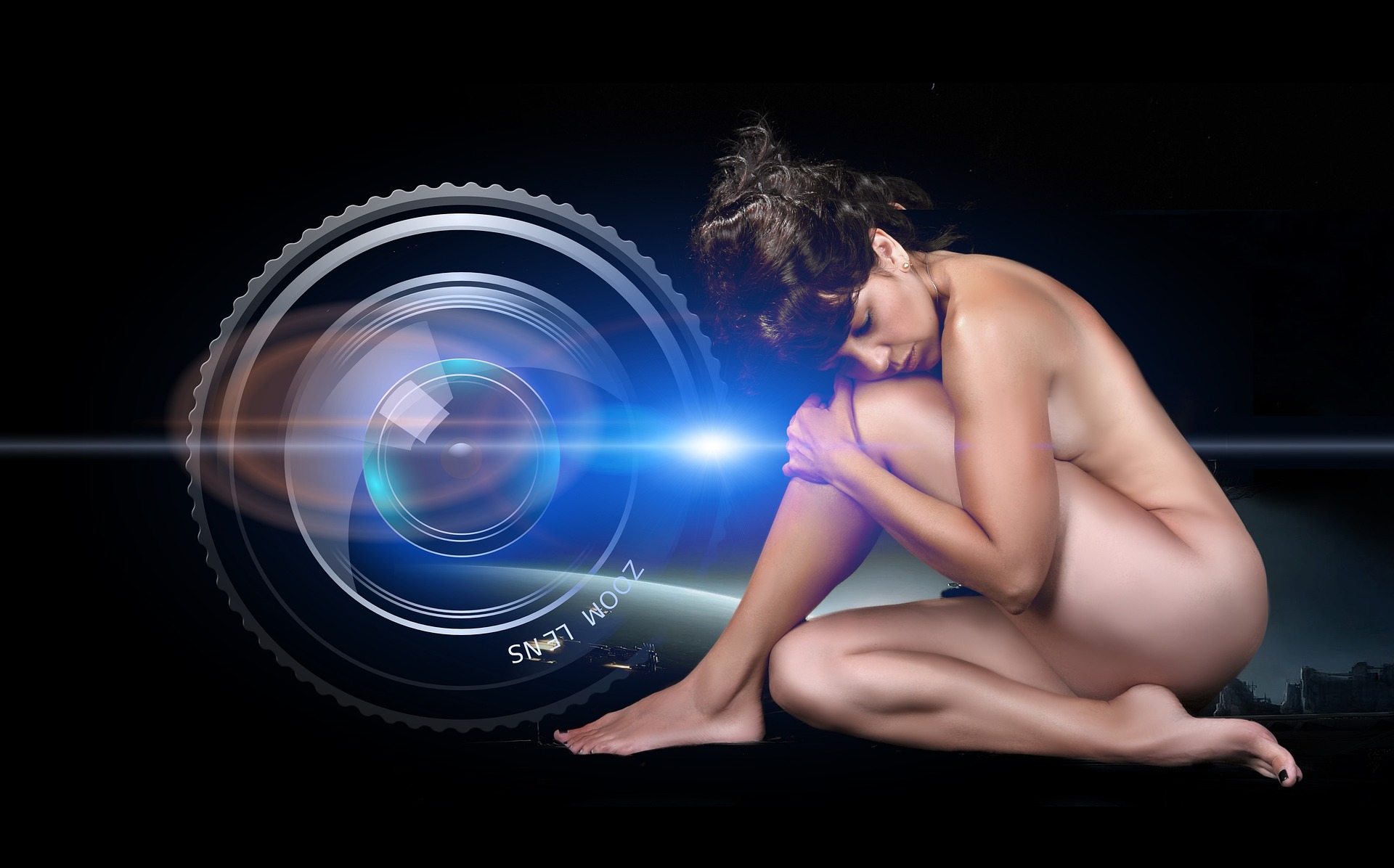 lens, camera, act, nude photography, photographer, photo, digital, technology, shot, recording, taking photos, female, movie, lens optical reflections, scattering, reflection, lens reflection, flare, lens flare, lens flares, dazzle effect, model